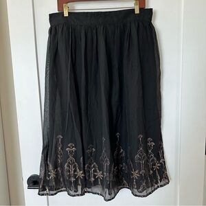 Black beaded gathered skirt